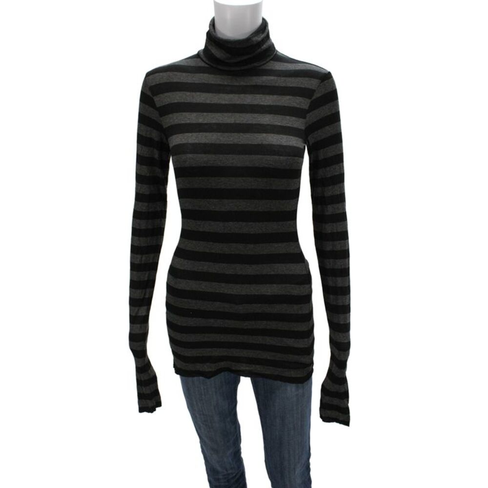 Bailey 44 Unisex Striped Turtleneck Pullover Black Long Sleeve Size XS